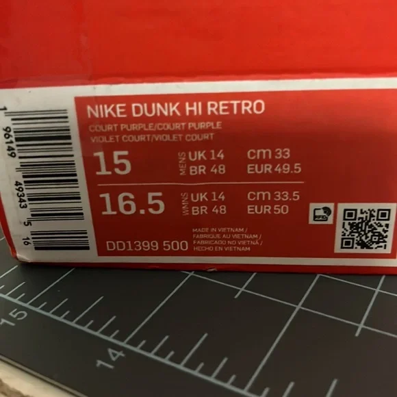 Nike Dunk Hi Retro sZ 15 Laker scheme inspired BRAND NEW NEVER WORN Box NO LID - Picture 4 of 14